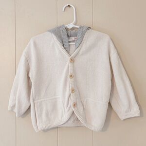 Zara Toddler Boy Cream Hooded Knit Cardigan